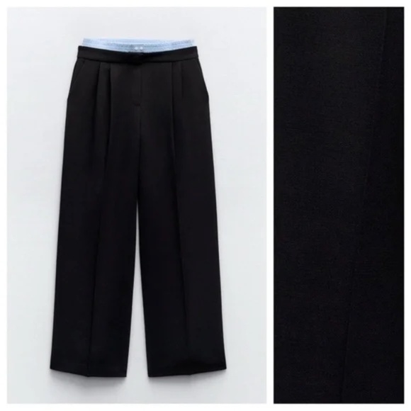 ZARA contrast double waist trousers boxer trim pants women size XS capsule smart - Picture 5 of 6